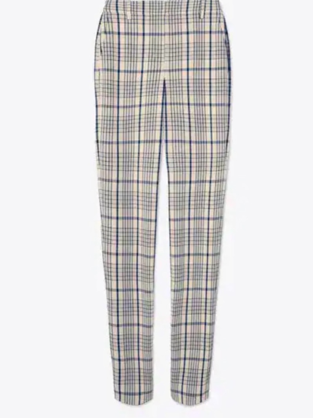 Tory Burch Cream and Navy Plaid Cropped Pants